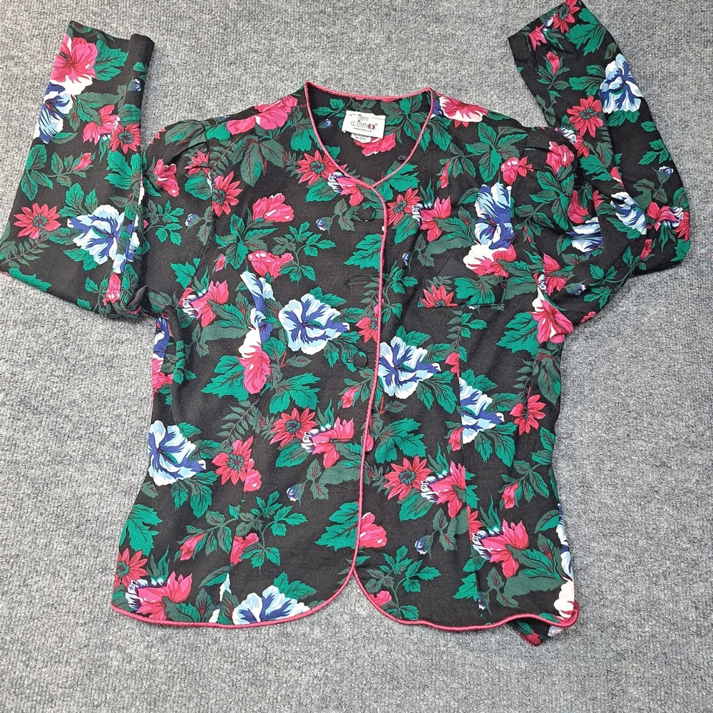 Vtg Pendleton Country Sophisticates Blouse 18 USA Floral Puffed Shoulder 90s